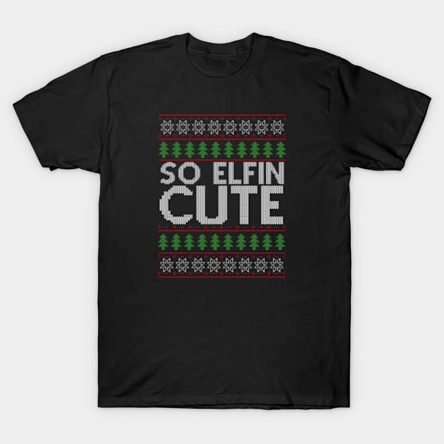 Christmas So Elfin Cute Knit Pattern T-Shirt by Rebus28